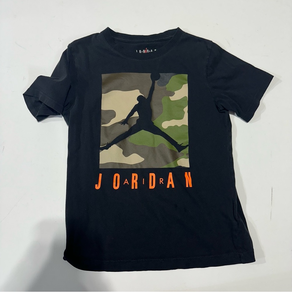 Jordan Kids Black T-Shirt with Camo Design